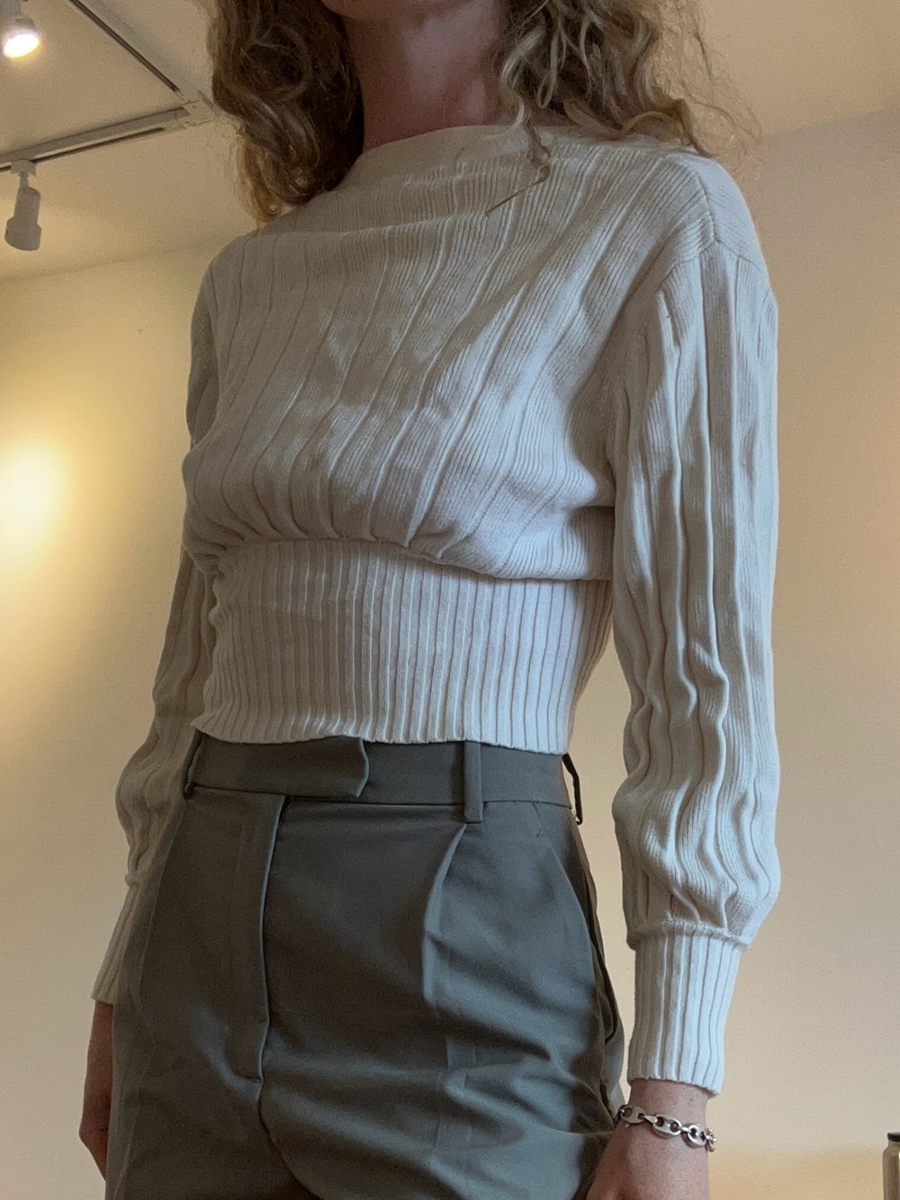 Wilfred Ivory Ribbed V-Neck Button Cardigan - Picture 4 of 5